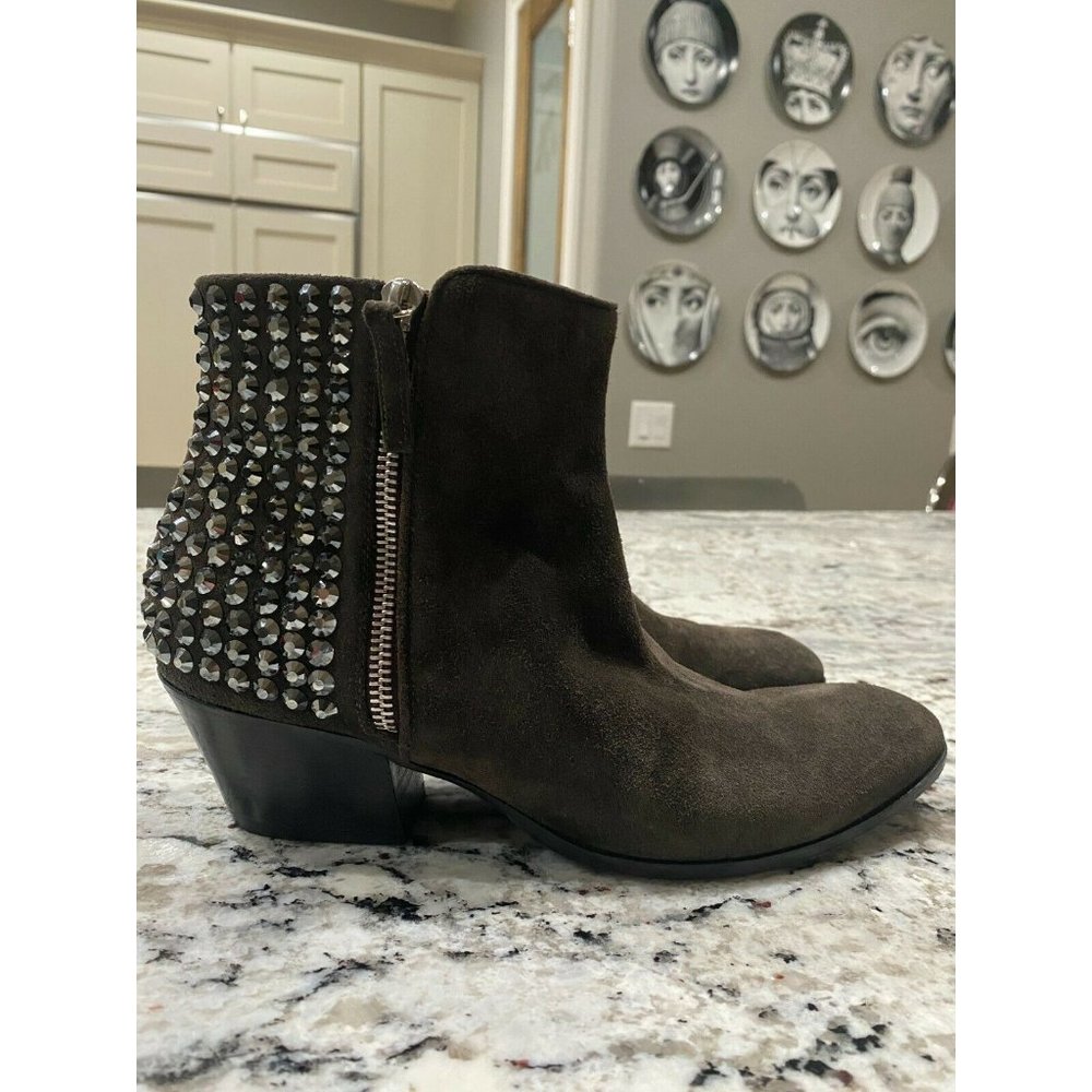 GIUSEPPE ZANOTTI Daddy Grey Crystal Suede Booties - Picture 6 of 12
